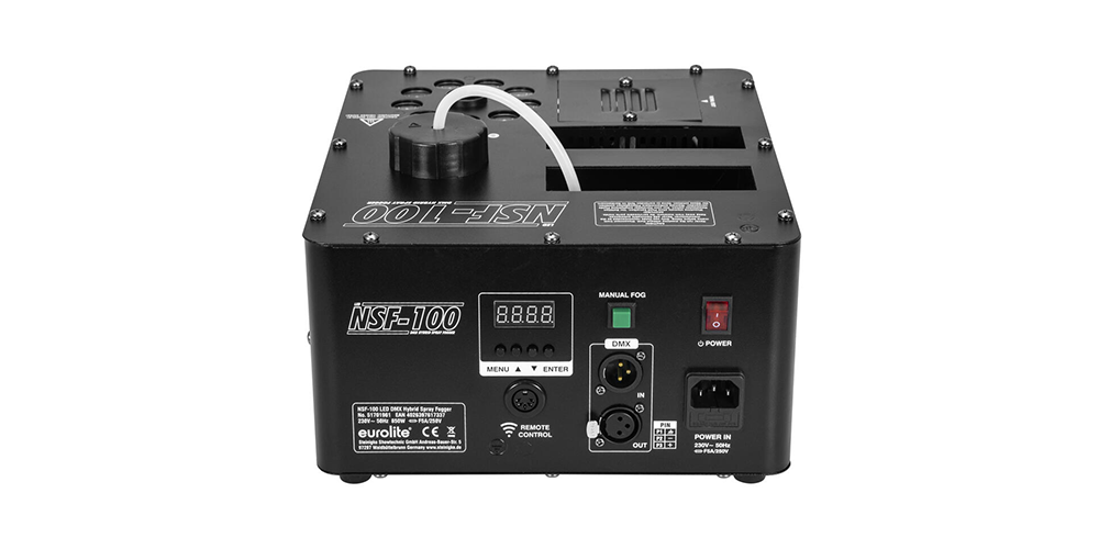 EUROLITE NSF-100 LED DMX Hybrid Spray Fogger connections